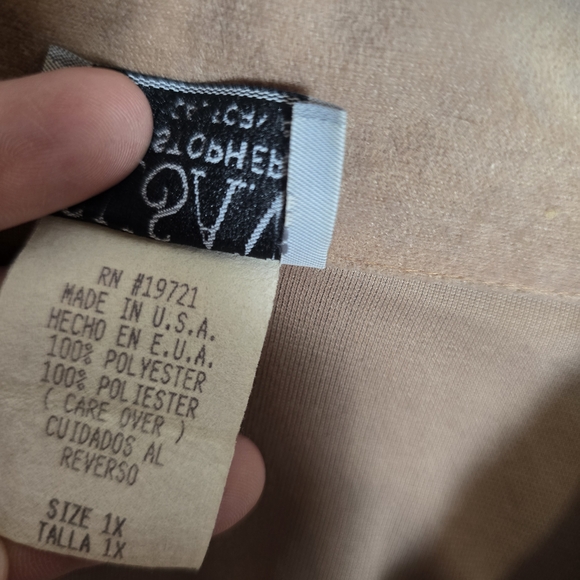 80's Floral Bomber Jacket with Pink and Tan Design 1X - Picture 5 of 11